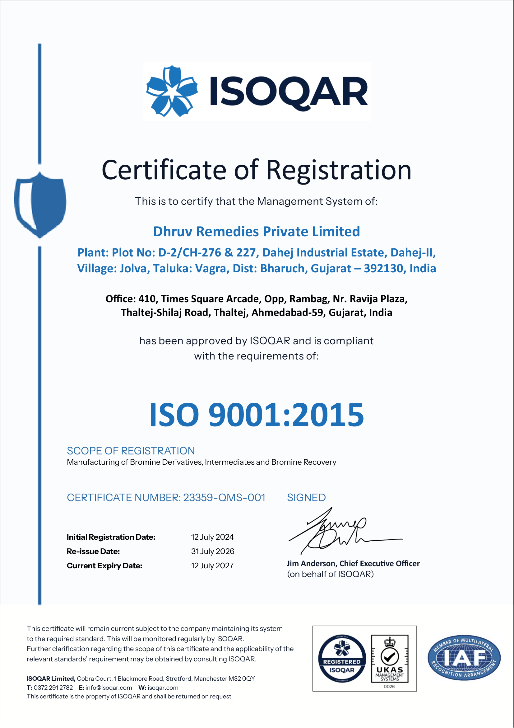 ISO 9001:2015 Certificate